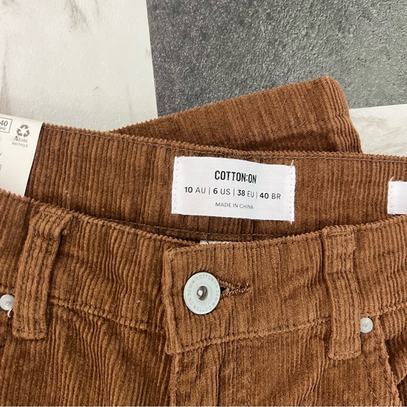 NWT Cotton On Brown Cord Low Rise Straight Jean Size 6 - Picture 4 of 7